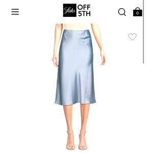 Renee C Solid Satin Midi Skirt in Steel Blue